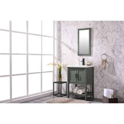 24" KD Pewter Green Single Sink Vanity - WLF9024-PG