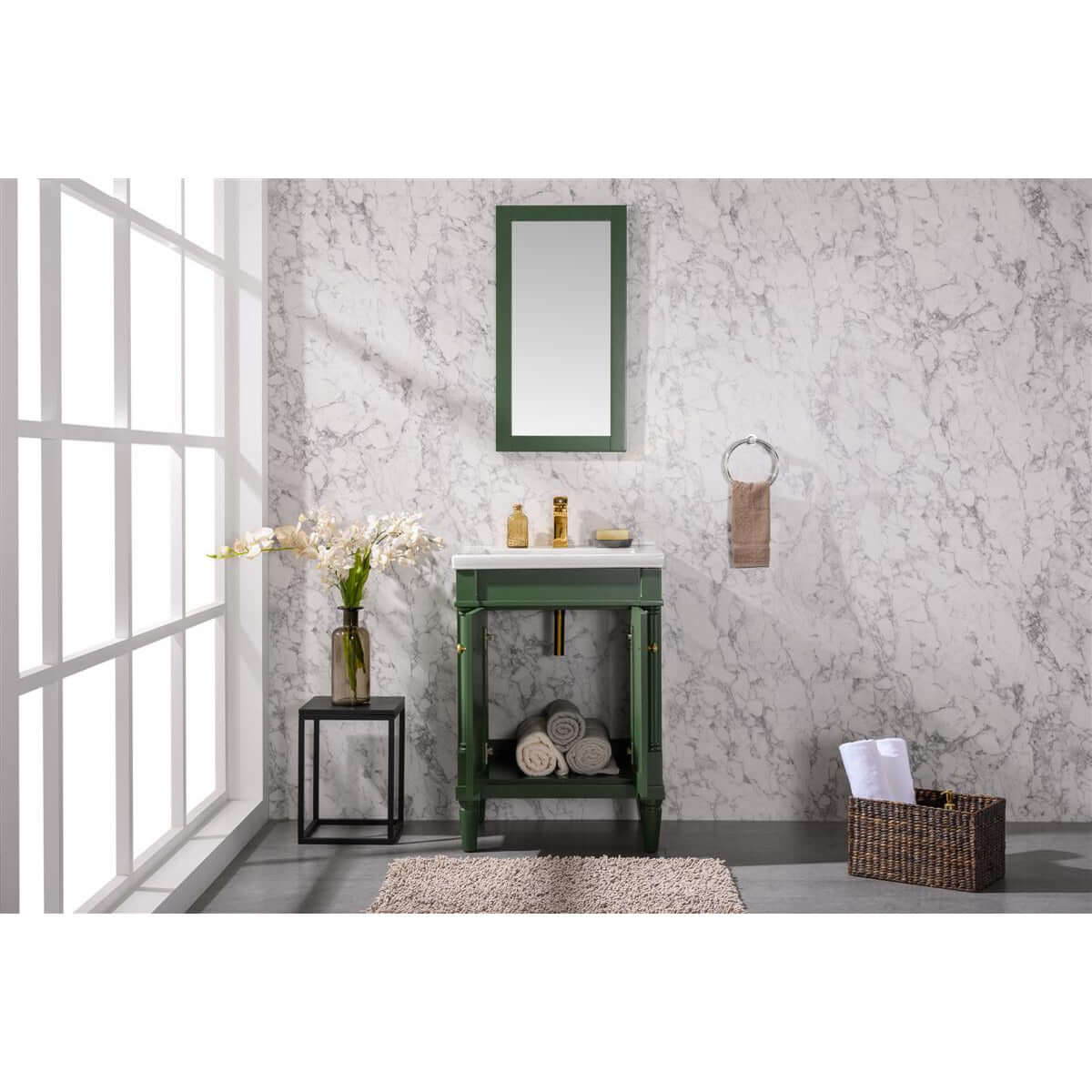 24" Pewter Green Sink Vanity - WLF9224-VG