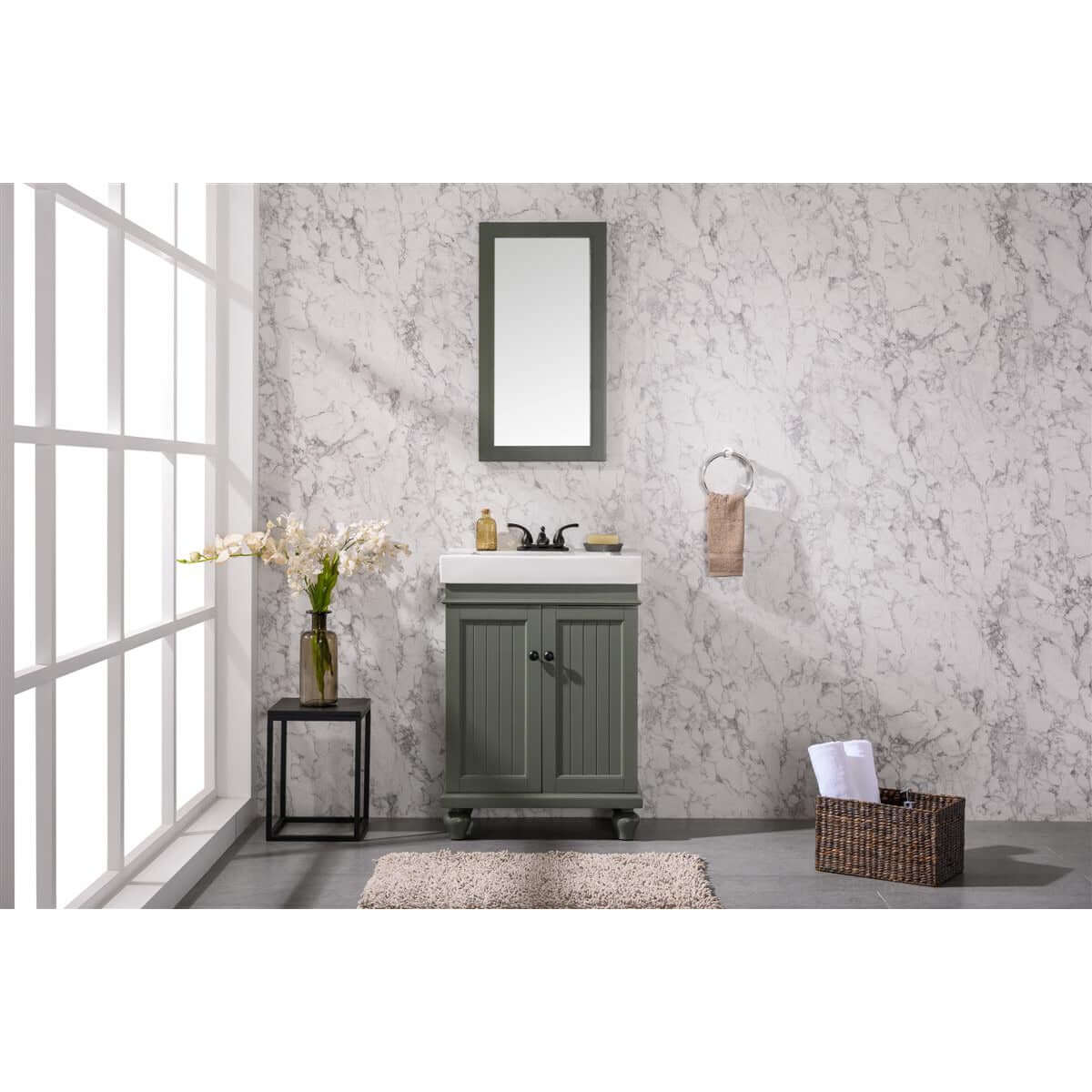 24" Pewter Green Sink Vanity - WLF9324-PG