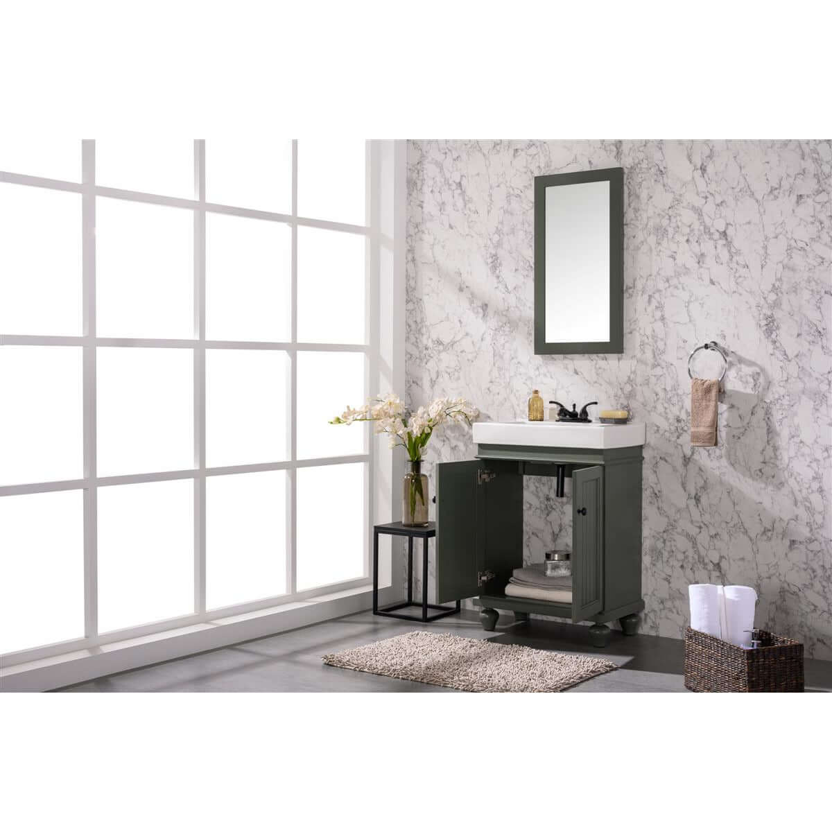 24" Pewter Green Sink Vanity - WLF9324-PG