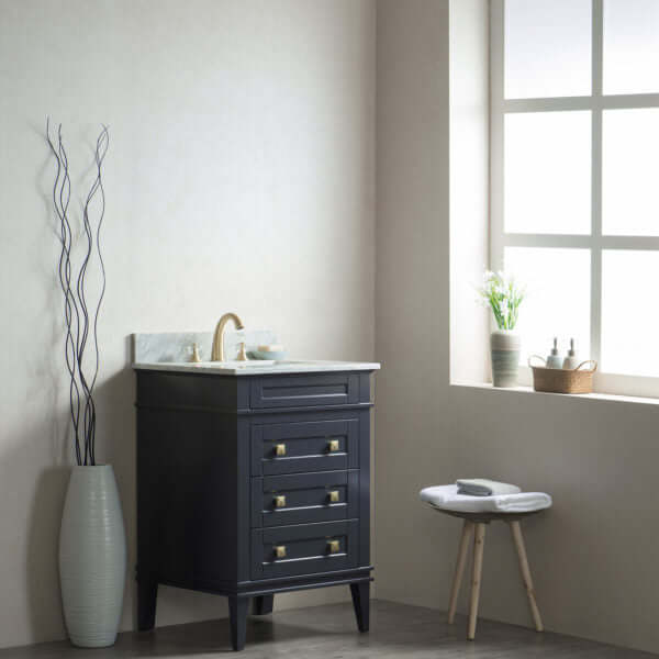 24" Solid Wood Sink Vanity With Without Faucet - WS3124-B