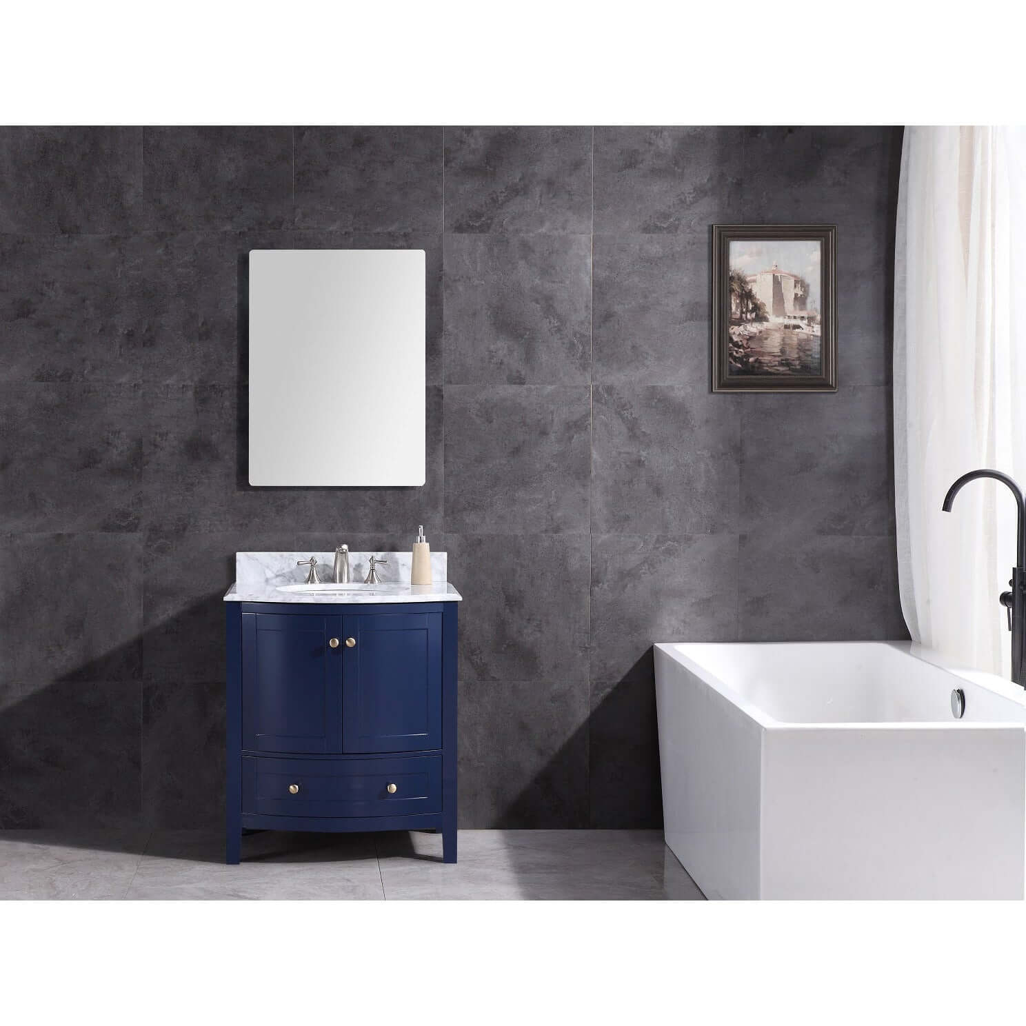 30" Blue Bathroom Vanity - Pvc - WT9309-30-B-PVC