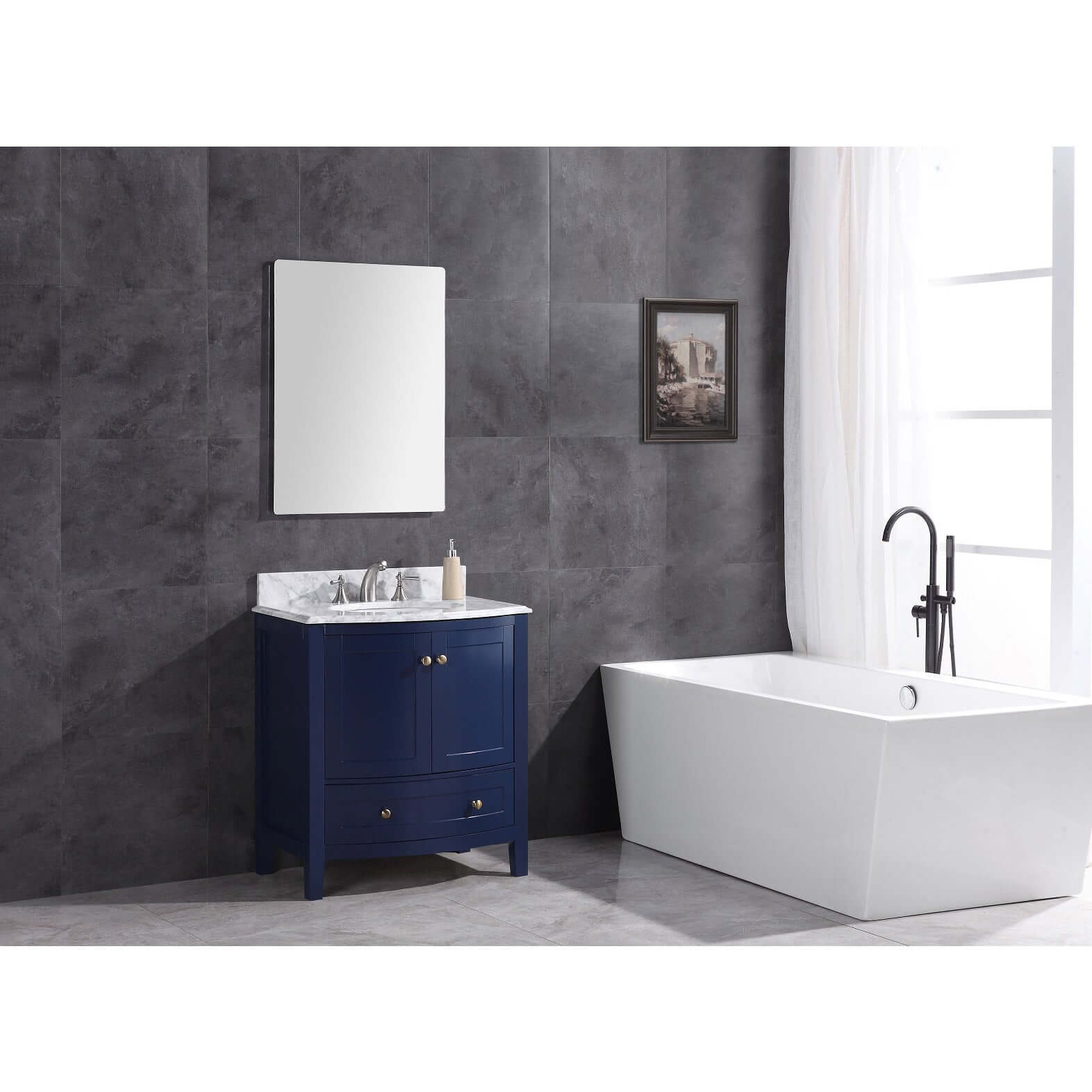 30" Blue Bathroom Vanity - Pvc - WT9309-30-B-PVC