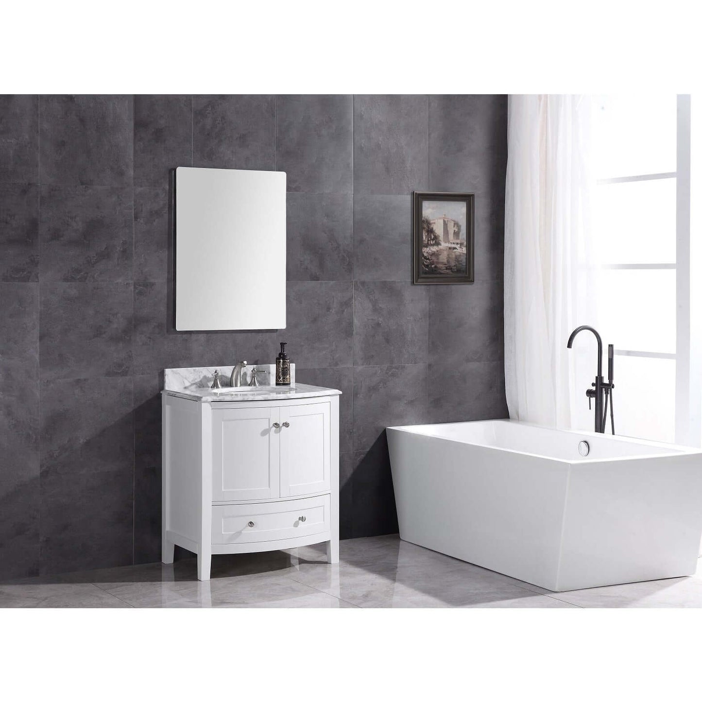 30" White Bathroom Vanity - Pvc - WT9309-30-W-PVC