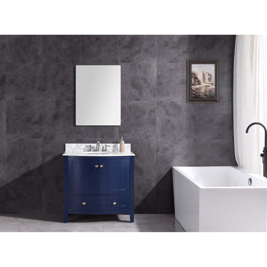 36" Blue Bathroom Vanity-Pvc - WT9309-36-B-PVC