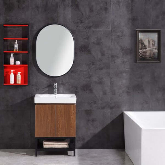 24" Bathroom Vanity with Led Mirror and Side Cabinet- PVC - WT9324-24-PVC