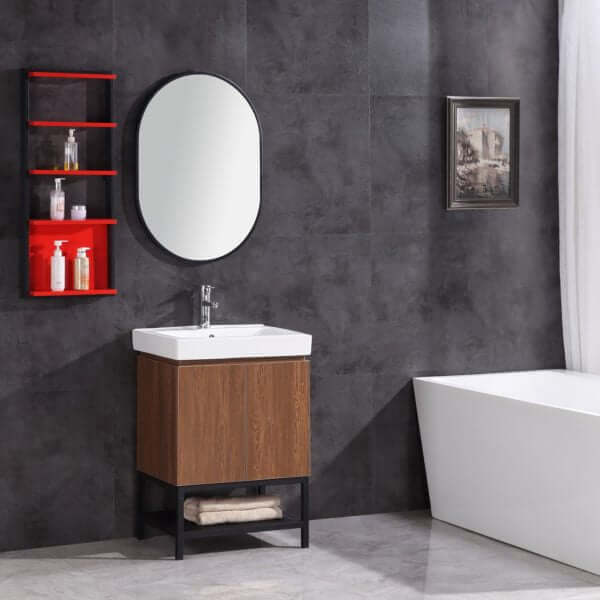 24" Bathroom Vanity with Led Mirror and Side Cabinet- PVC - WT9324-24-PVC