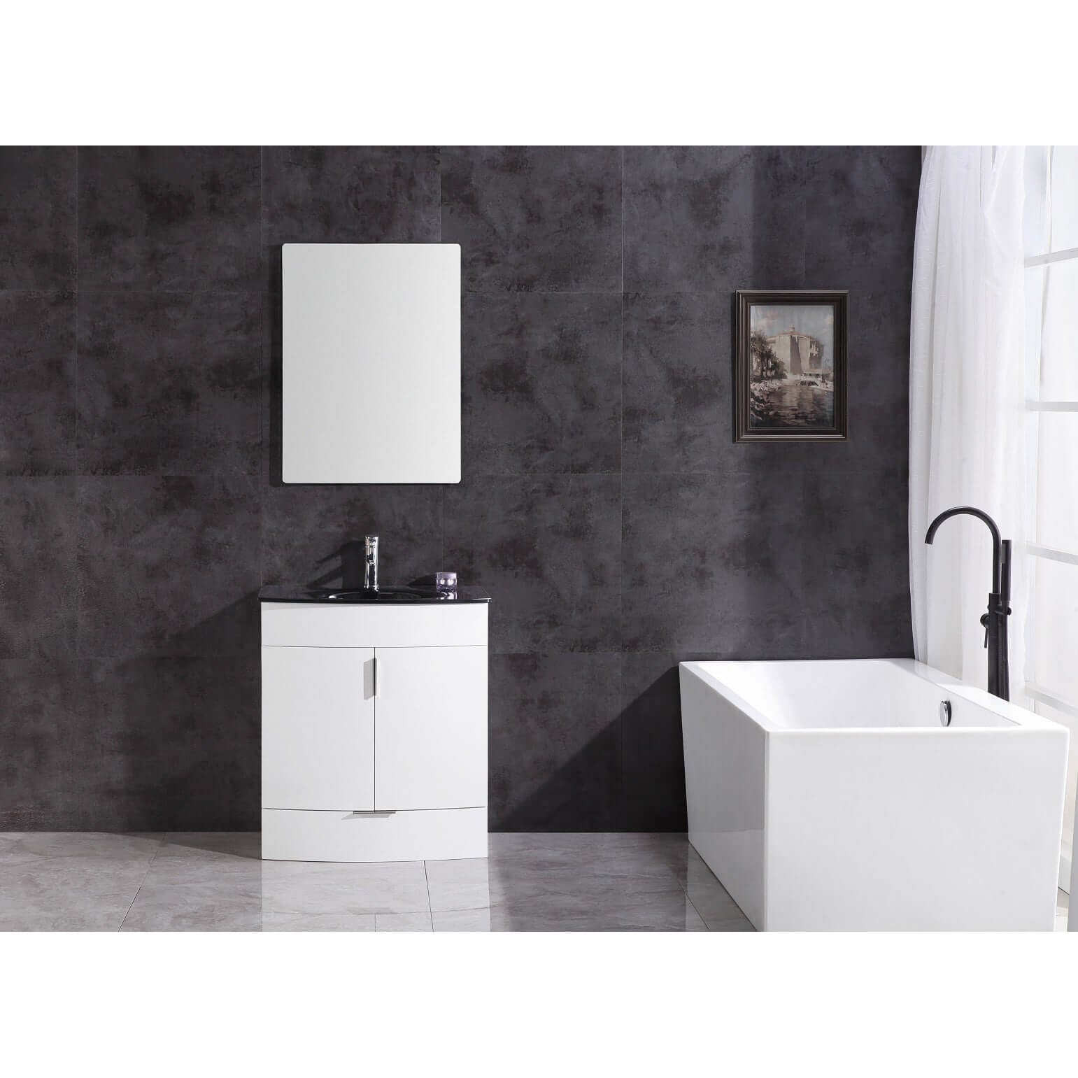 30" White Bathroom Vanity - Pvc - WTM8130-30-W-PVC