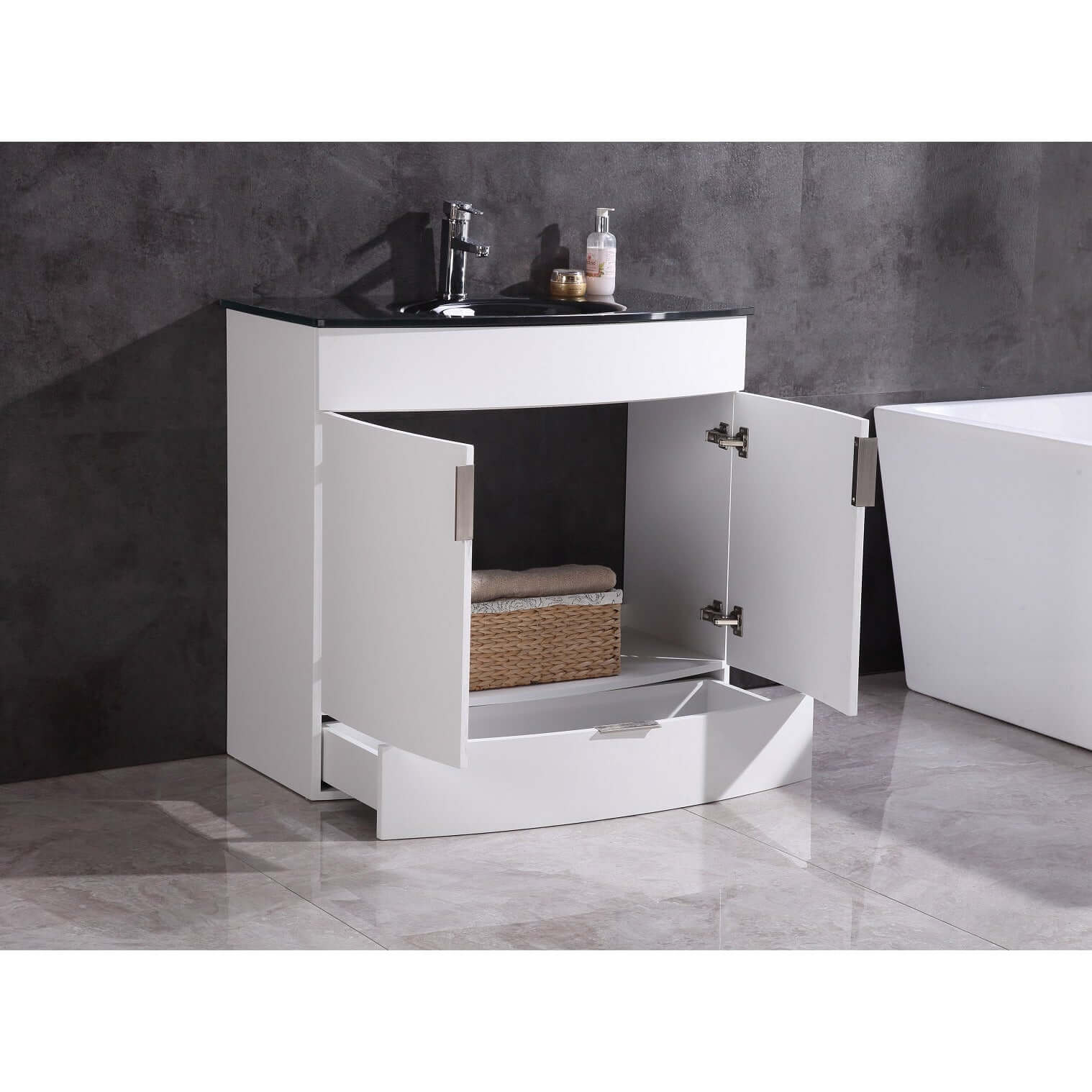 36" White Bathroom Vanity - Pvc - WTM8130-36-W-PVC