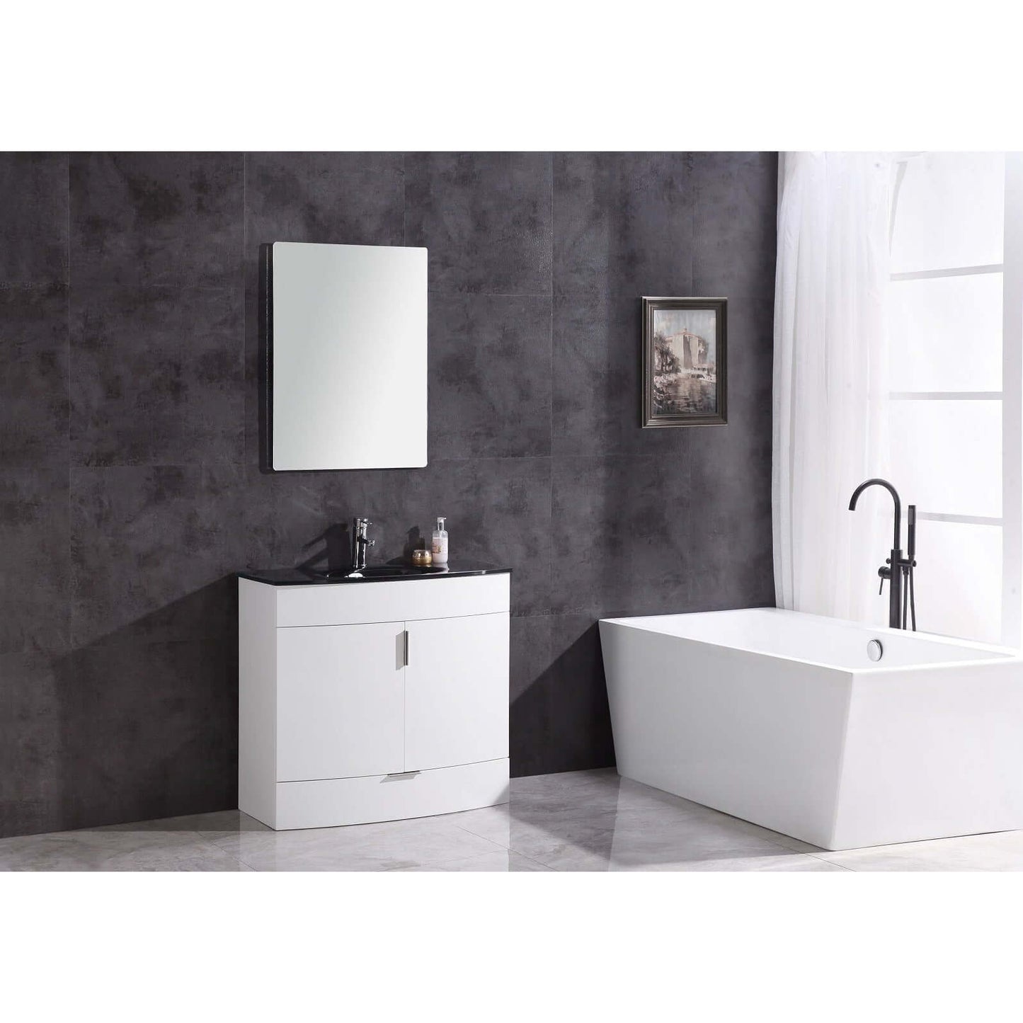 36" White Bathroom Vanity - Pvc - WTM8130-36-W-PVC