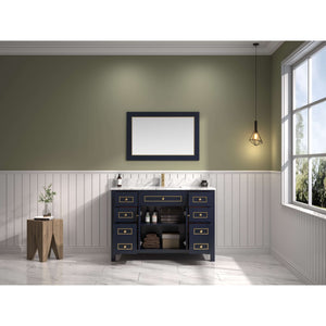 48" Blue Finish Sink Vanity Cabinet With Carrara White Top - WV2248-B