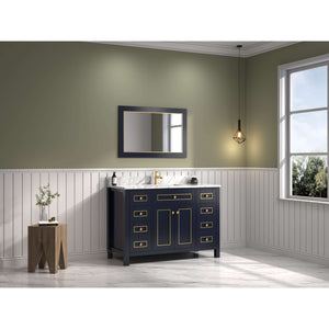 48" Blue Finish Sink Vanity Cabinet With Carrara White Top - WV2248-B