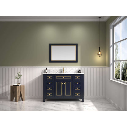 48" Blue Finish Sink Vanity Cabinet With Carrara White Top - WV2248-B