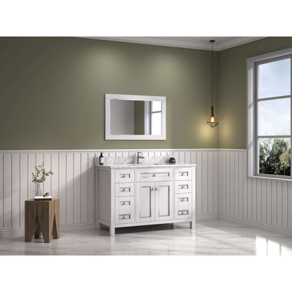 48" White Finish Sink Vanity Cabinet With Carrara White Top - WV2248-W