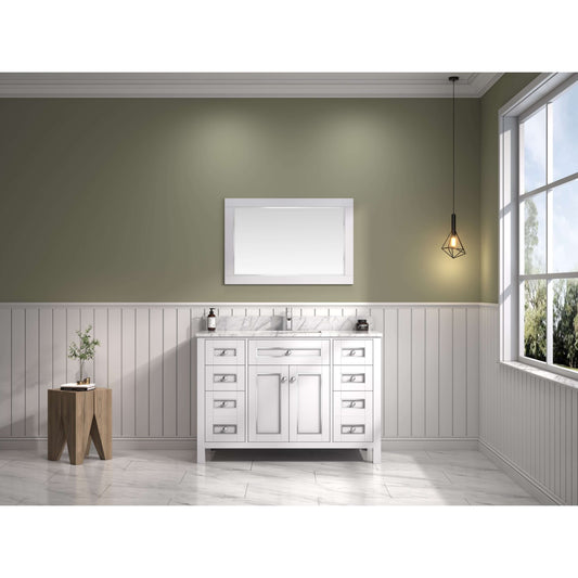 48" White Finish Sink Vanity Cabinet With Carrara White Top - WV2248-W