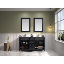 Load image into Gallery viewer, 60&quot; Blue Finish Double Sink Vanity Cabinet With Carrara White Top - WV2260-B