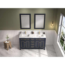 Load image into Gallery viewer, 60&quot; Blue Finish Double Sink Vanity Cabinet With Carrara White Top - WV2260-B