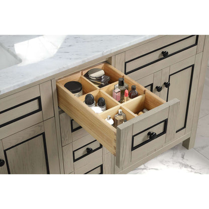 60" Light Oak Double Finish Sink Vanity Cabinet With Carrara White Top - WV2260-O