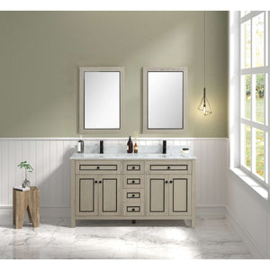 60" Light Oak Double Finish Sink Vanity Cabinet With Carrara White Top - WV2260-O