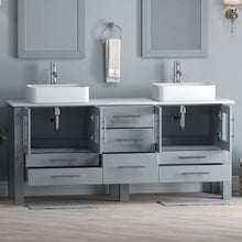 Load image into Gallery viewer, 71 Inch Grey Wood and Porcelain Vessel Sink Double Vanity Set - 8119XLG