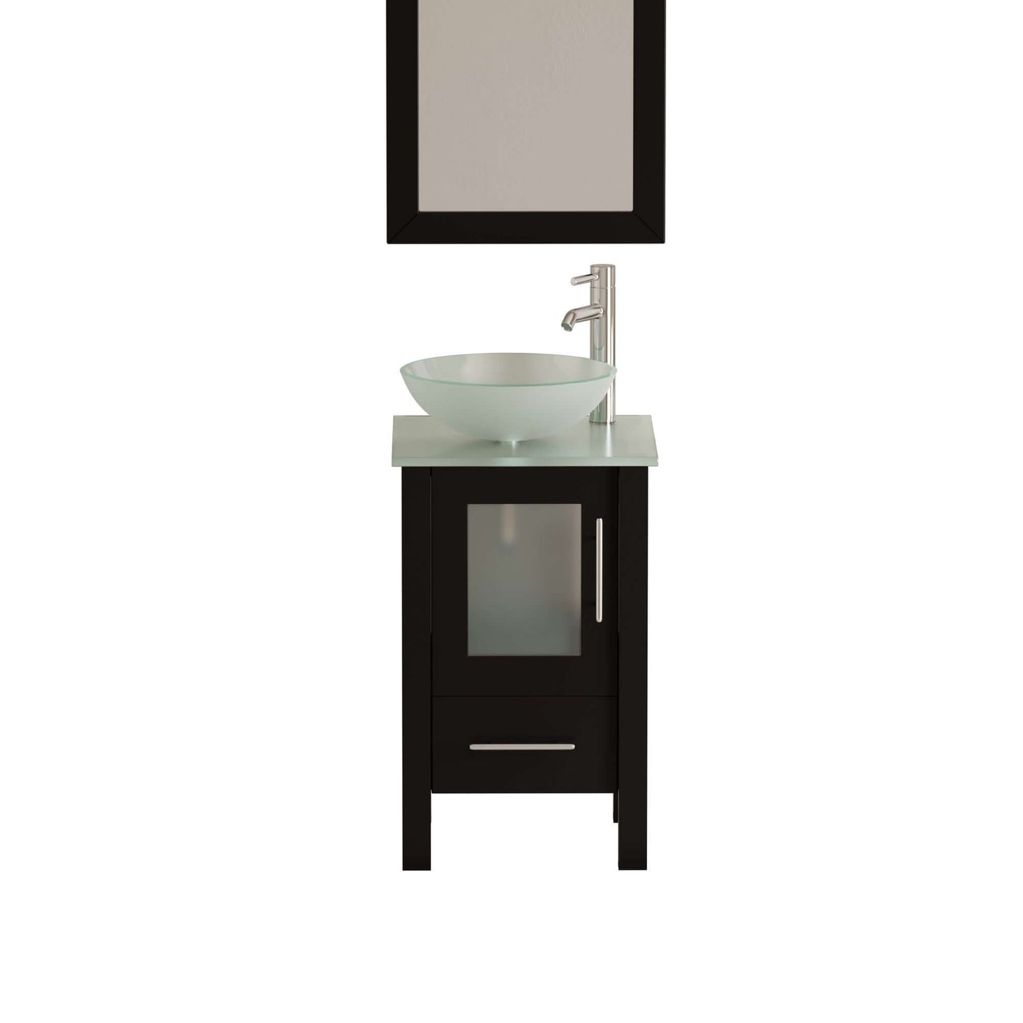 18 Inch Espresso Wood and Glass Vessel Sink Vanity Set - 8137B