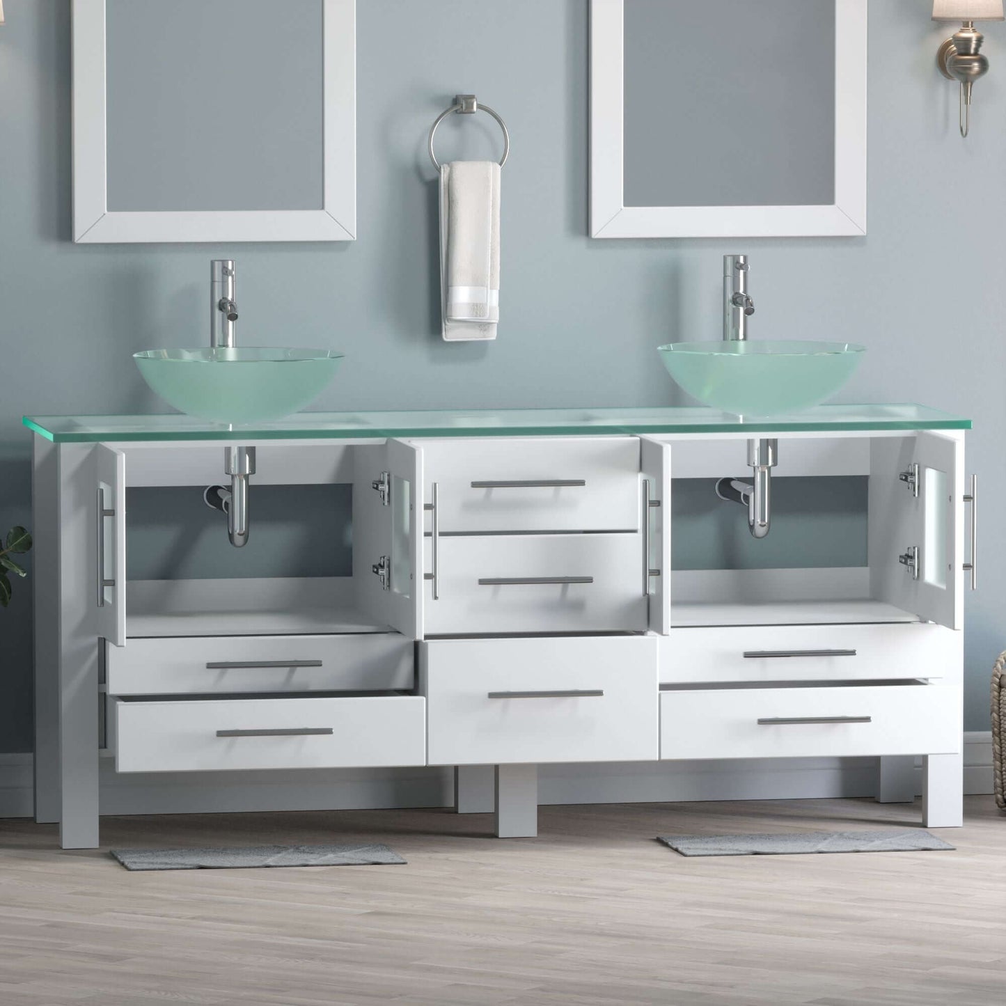 Complete 71" Vanity Set with Polished Chrome Plumbing - 8119bxlw