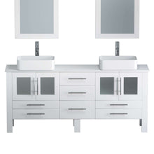 Load image into Gallery viewer, 71 Inch White Wood and Porcelain Vessel Sink Double Vanity Set - 8119XLW