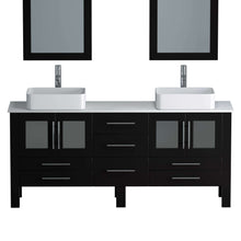 Load image into Gallery viewer, 71 Inch Espresso Wood and Porcelain Vessel Sink Double Vanity Set - 8119xl