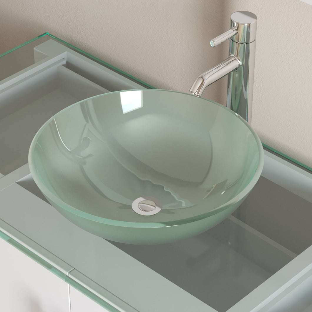 48 Inch White Wood and Glass Vessel Sink Vanity Set - 8116B-W