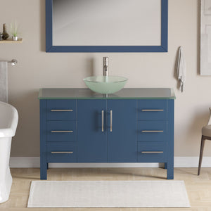 48 Inch Modern Wood and Glass Vanity with Brushed Nickel Plumbing - 8116BS-BN