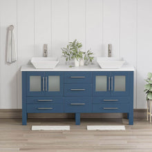 Load image into Gallery viewer, 63 Inch Modern Wood and Porcelain Vanity with Brushed Nickel Plumbing - 8119SF-BN