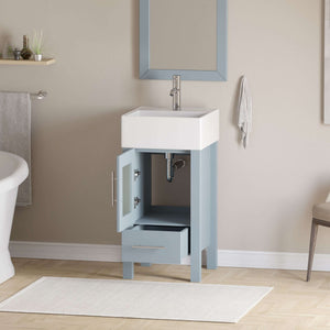 18 Inch Grey Wood and Porcelain Vessel Sink Vanity Set - 8137G