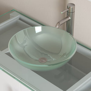 48 Inch White Wood and Glass Vessel Sink Vanity Set - 8116B-W