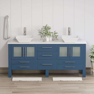 71 Inch Modern Wood and Porcelain Vanity with Brushed Nickel Plumbing - 8119XLSF-BN