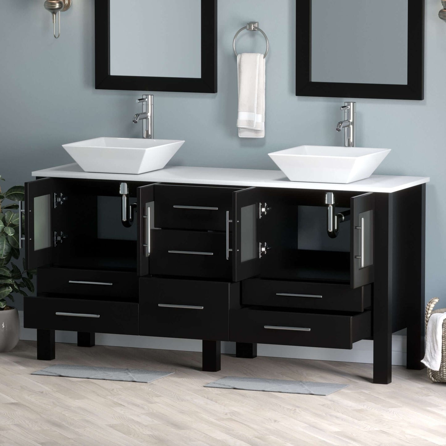 63" Vanity Set with Polished Chrome Plumbing - 8119F