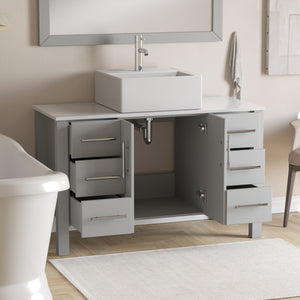 48 Inch Grey Wood and Porcelain Vessel Sink Vanity Set - 8116g