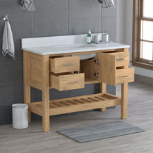 Load image into Gallery viewer, USA Patriot 48 Inch Oak Bathroom Vanity - White Counter - P48-WHITE