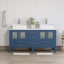 Load image into Gallery viewer, 63 Inch Modern Wood and Porcelain Vanity with Brushed Nickel Plumbing - 8119S-BN
