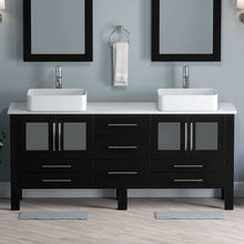 Load image into Gallery viewer, 71 Inch Espresso Wood and Porcelain Vessel Sink Double Vanity Set - 8119xl