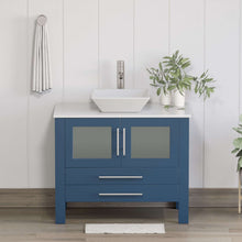 Load image into Gallery viewer, 36 Inch Modern Wood and Porcelain Vanity with Brushed Nickel Plumbing - 8111S-BN
