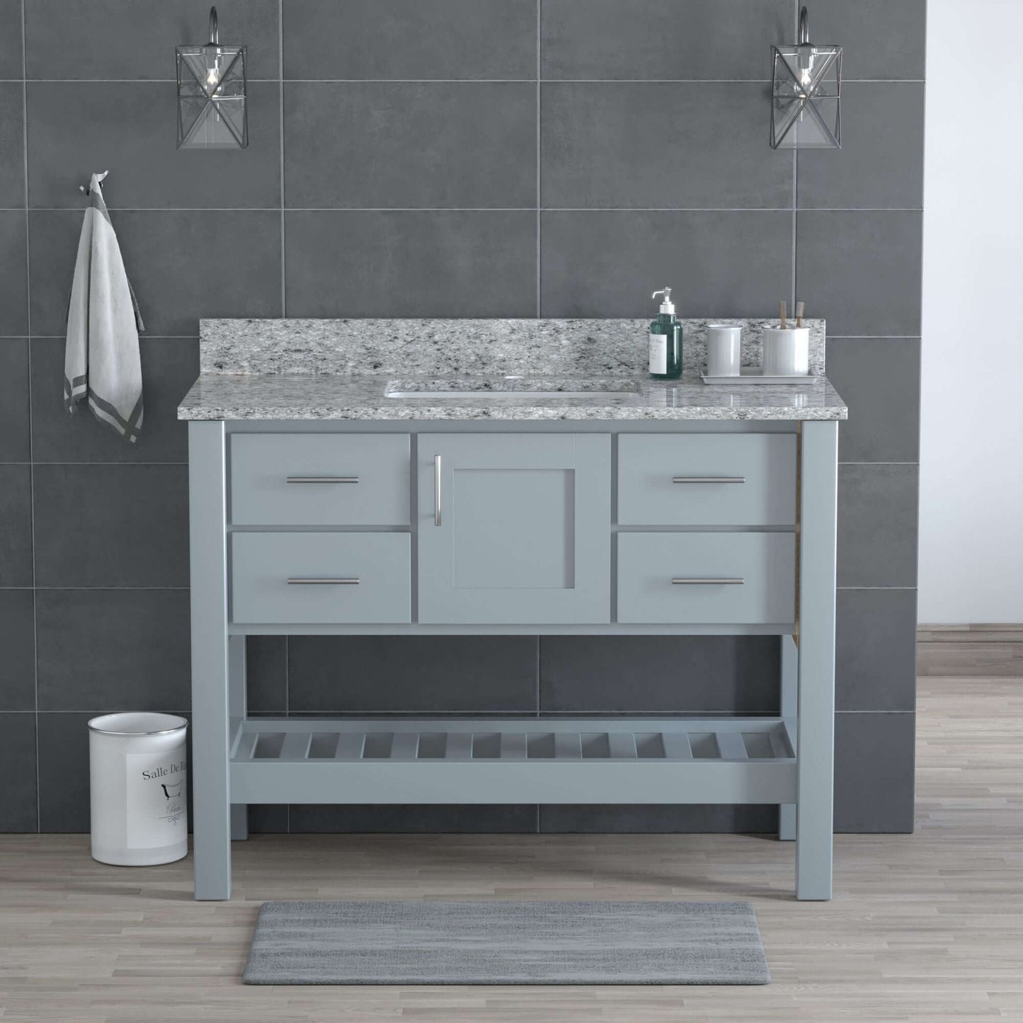 USA Patriot 48 Inch Grey Bathroom Vanity - Pepper Counter - P48G-PEPPER