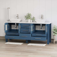 Load image into Gallery viewer, 71 Inch Modern Wood and Porcelain Vanity with Brushed Nickel Plumbing - 8119XLSF-BN