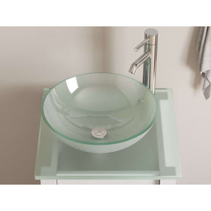 18 Inch White Wood and Glass Vessel Sink Vanity Set - 8137BW