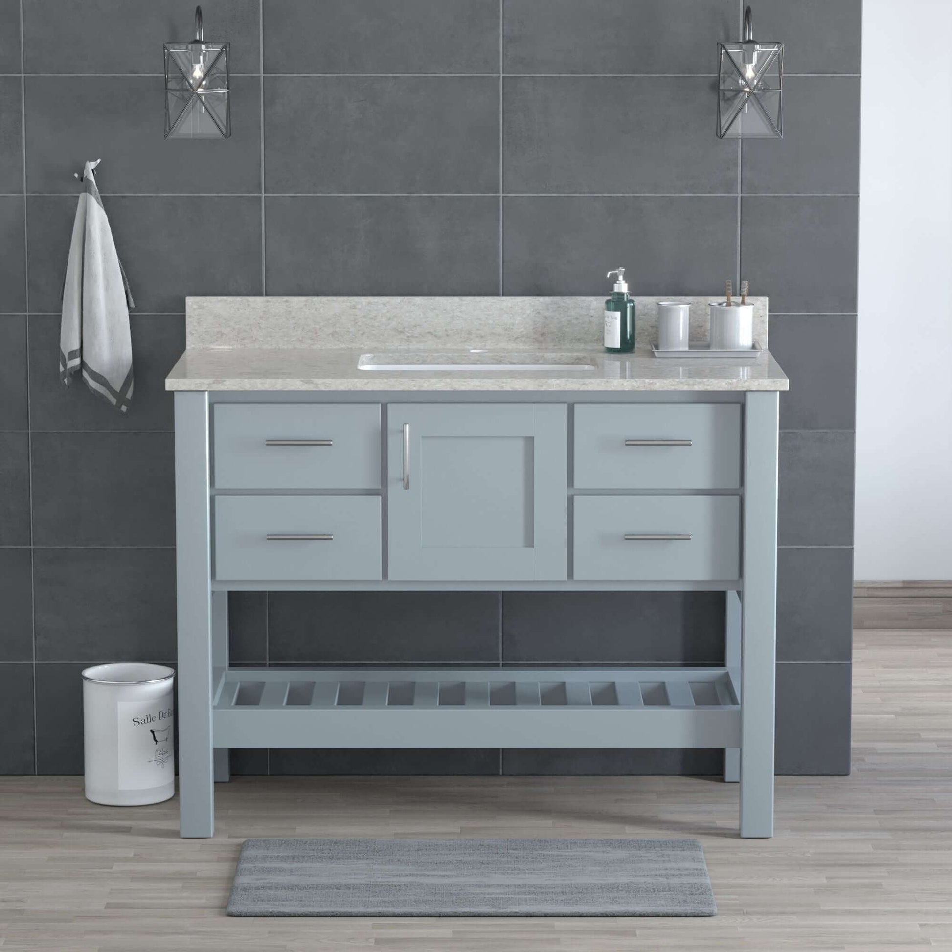 USA Patriot 48 Inch Grey Bathroom Vanity – Olympus Counter - P48G-OLYMPUS