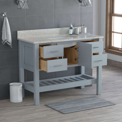 USA Patriot 48 Inch Grey Bathroom Vanity – Olympus Counter - P48G-OLYMPUS