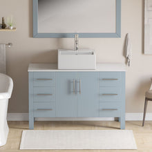 Load image into Gallery viewer, 48 Inch Grey Wood and Porcelain Vessel Sink Vanity Set - 8116g