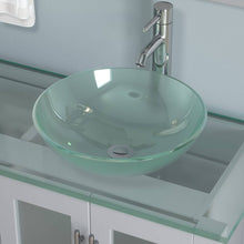 Load image into Gallery viewer, 71 Inch Grey Wood and Glass Vessel Sink Double Vanity Set - 8119BXLG