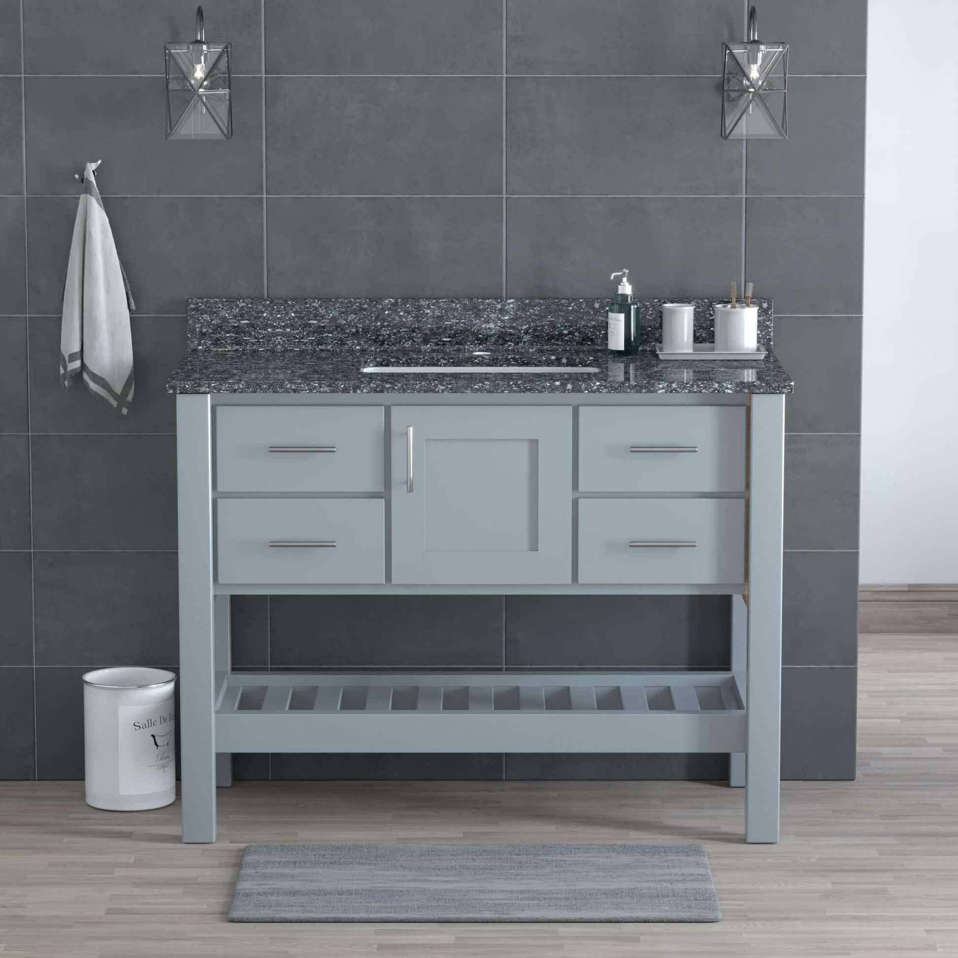 USA Patriot 48 Inch Grey Bathroom Vanity - Starry Counter - P48G-STARRY