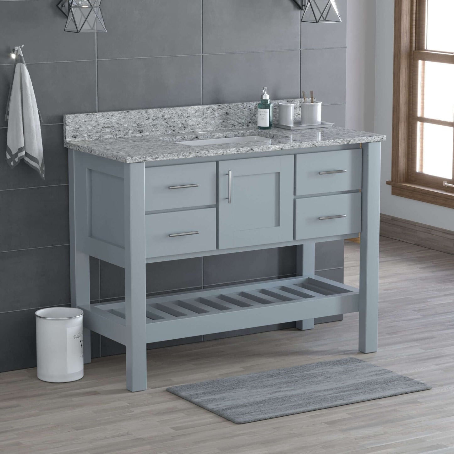 USA Patriot 48 Inch Grey Bathroom Vanity - Pepper Counter - P48G-PEPPER