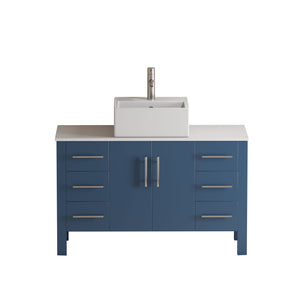 48 Inch Modern Wood and Porcelain Vanity with Brushed Nickel Plumbing - 8116S-BN
